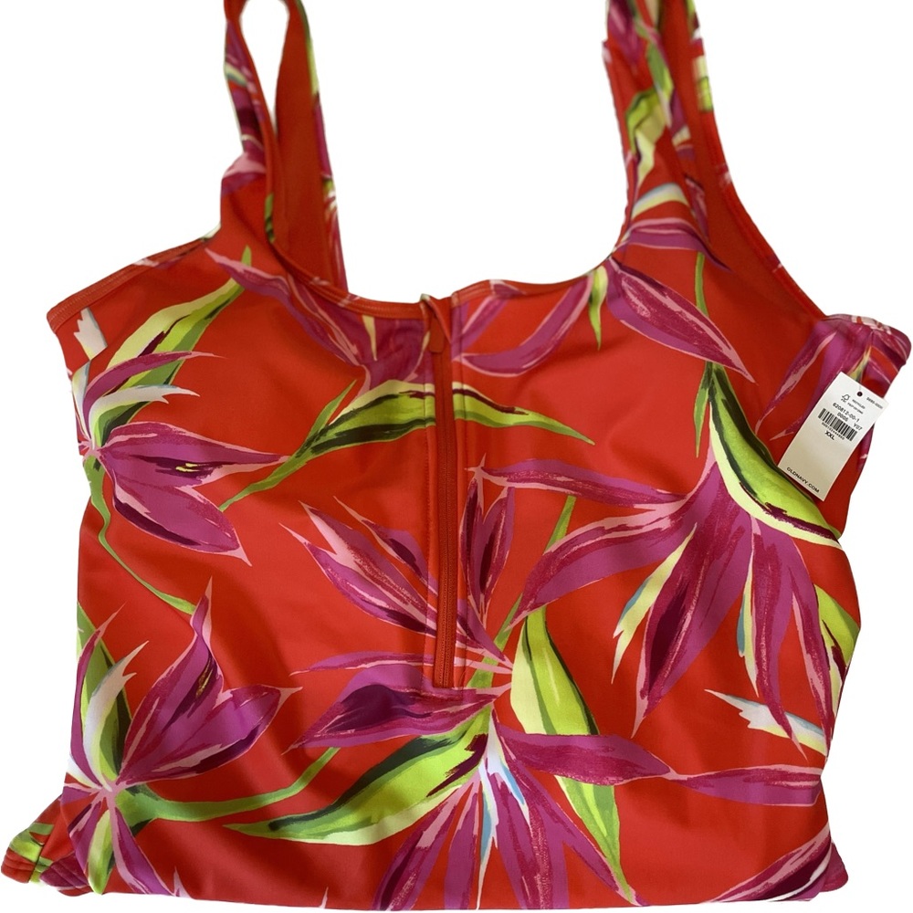 Old Navy Tropical Half-Zip One Piece Swimsuit